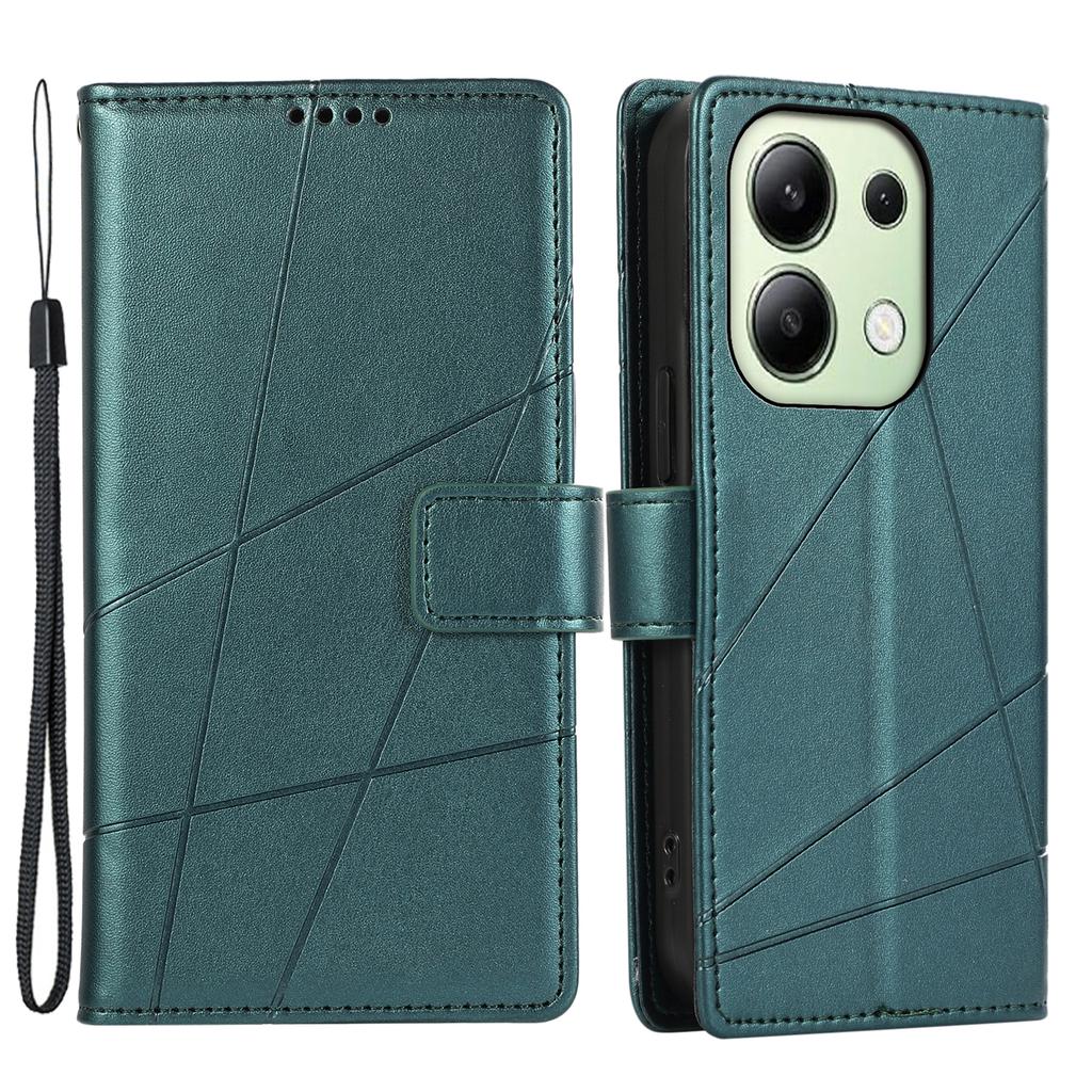 DF-06 For Xiaomi Redmi Note 13 4G Leather Case Line Imprinted Folio Cover