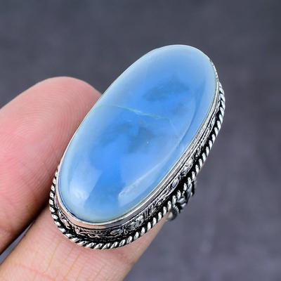 Natural Aquamarine Gemstone Handmade 925 Sterling Silver Ring Size 7 Y7W72