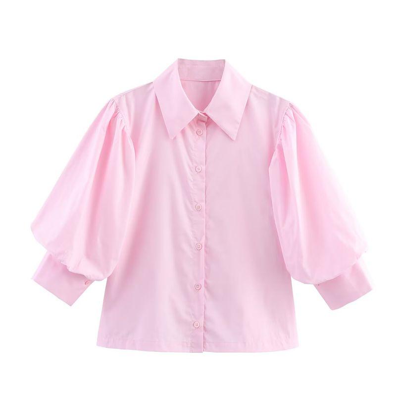 Kaslead New Women Clothes Western Style Fashion Simple and Versatile Loose Poplin Half Sleeve Shirts Top