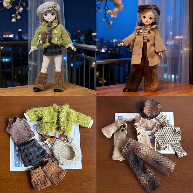 For 30Cm Doll Clothes Suit Cute Winter Outfit 1/6 Doll Accessories Dress Up Toy Gift For Girls