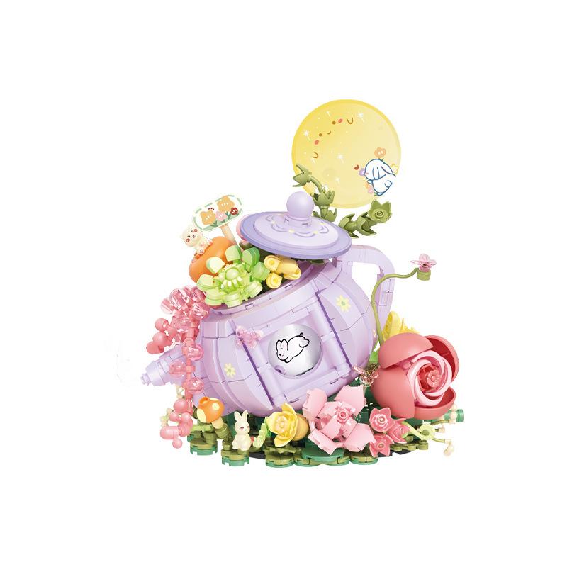 

Павильон середины осени Лунная тень Лунный поток Чайный фестиваль строительные блоки совместимые подключаемые игрушки настольное украшение украшение 20.5*20.5*12.5cm