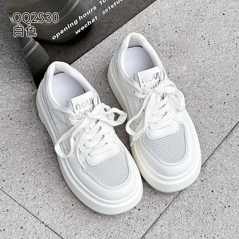 Thick-soled summer new mesh breathable small leather sports and leisure shoes 34 белый