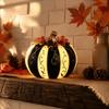Black White Stripe Pumpkin Decoration Black White Striped Design Golden Floral Pattern Light Up Pumpkin Creative Design