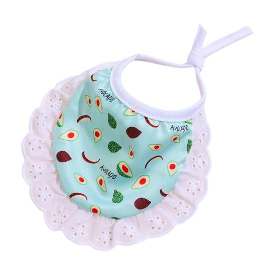 Pet Bib Cartoon Pattern Friendly to Skin Lace Trim Easy-wearing Washable Decorative Polyester
