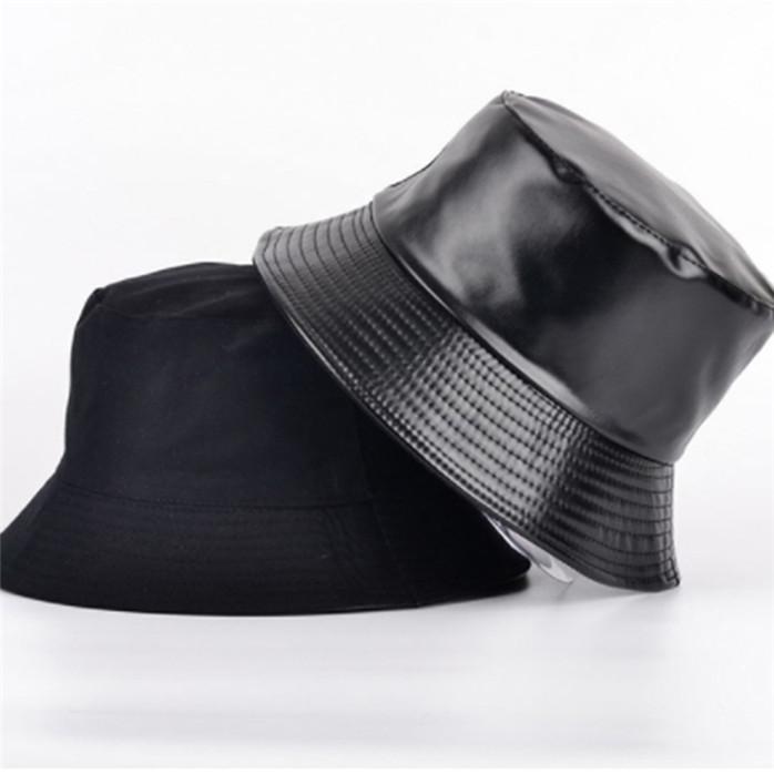 Buy Faux Leather Bucket Hat Women Plain 
