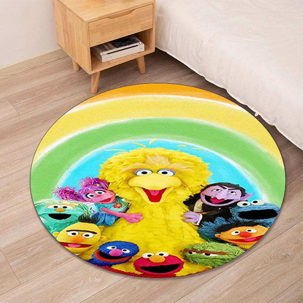 Sesame Street Printed Round Rug Carpet Chair Rug Area Rug Entryway Doormats,for Office Chair Living Room Bedroom Kitchen Room.