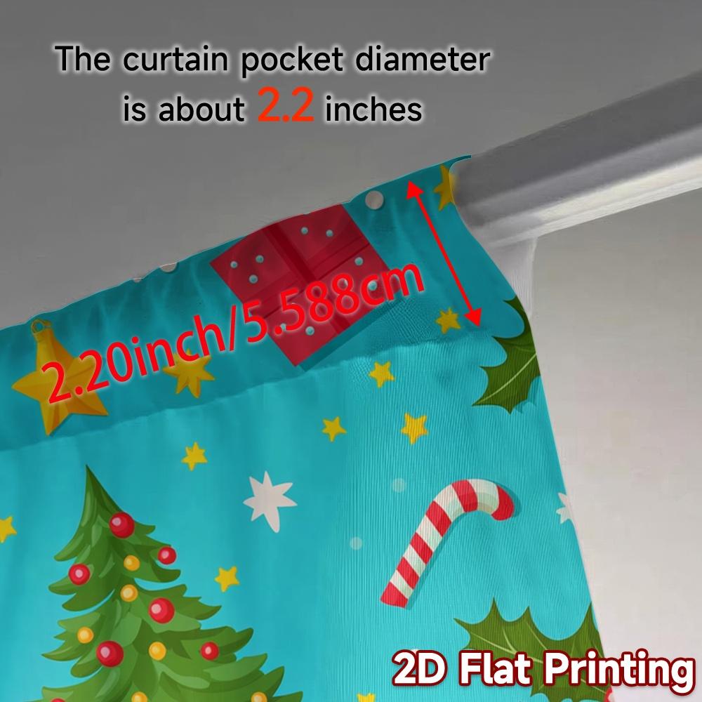 2pcs,Curtains Christmas Tree Gift Holly Star Popular Curtains&Window Treatment Yarn Curtains Room Decor Perfect for Bedroom,