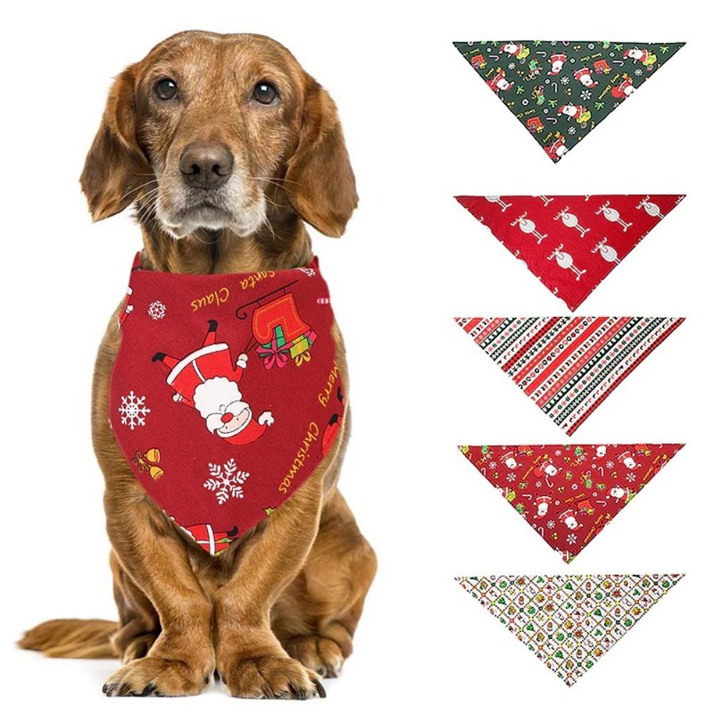 

3PCS Dog Cat Pet Saliva Towel Washable Cat Bib Scarf Christmas Triangle Scarf Pet Dress Up
