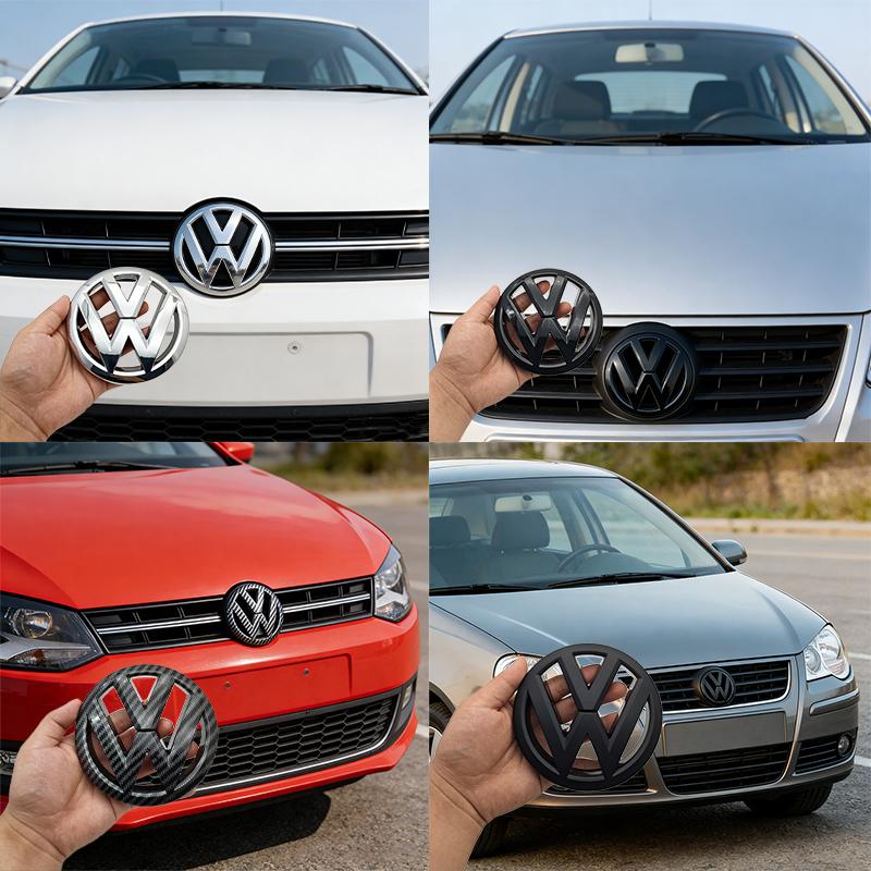 120mm 110mm 3D ABS Car Front Hood Emblem Rear Trunk Badge Sticker Accessories For Volkswagen Polo 2011-2013 6R0853600A 35D853630 CWS1