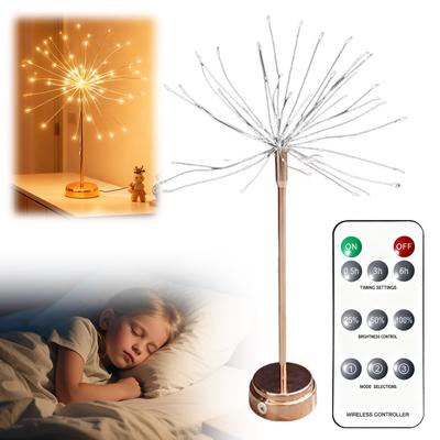 Mini Table Starburst Lights Battery Operated Dandelion Lamps with Remote LED Twinkle Firework Light for Christmas Dinner Decor
