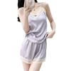 Ice Silk Women's Pajama Set: Sexy Camisole and Shorts with Chest Pads - Ideal for Indoor/Outdoor Wear