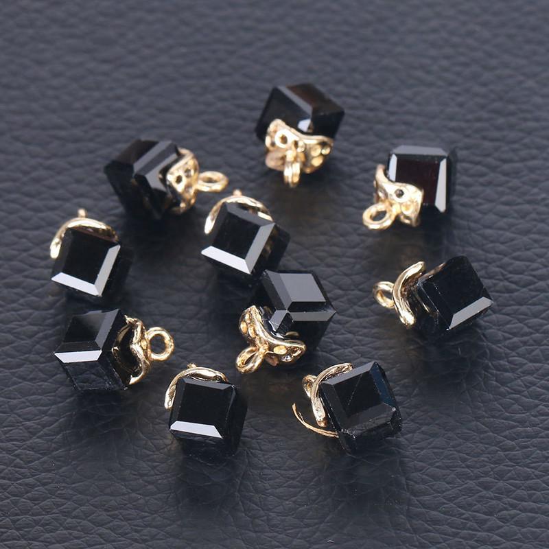 10pcs Cube Glass Loose Beads Square Shape 2mm Hole Crystal Beads for Jewelry Making Beadwork DIY