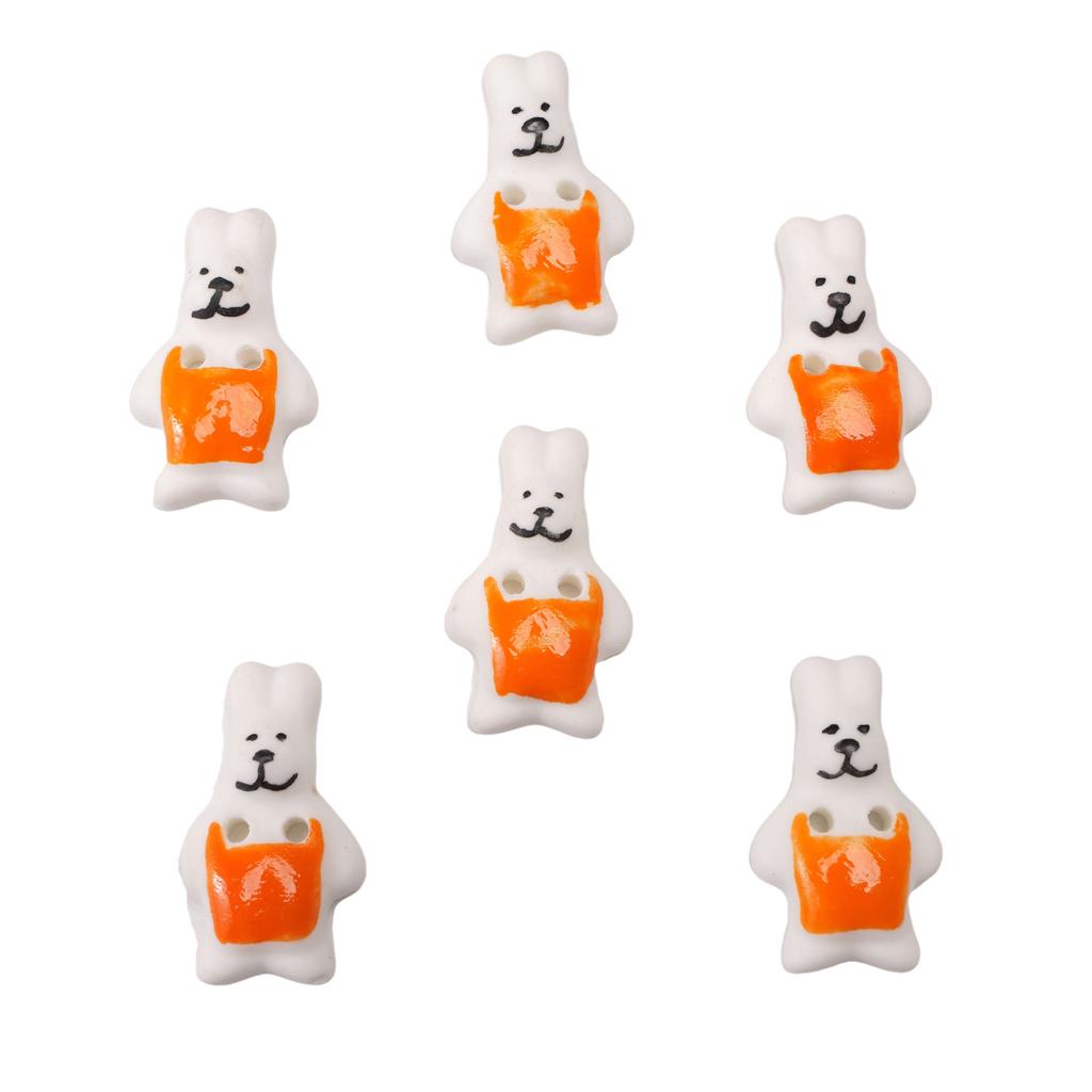 Lovely Ceramic Button Cartoon Ceramic Beads Cartoon Rabbit Puppy Button Beads DIY Jewelry Beads DIY Clothing Beads 1pc