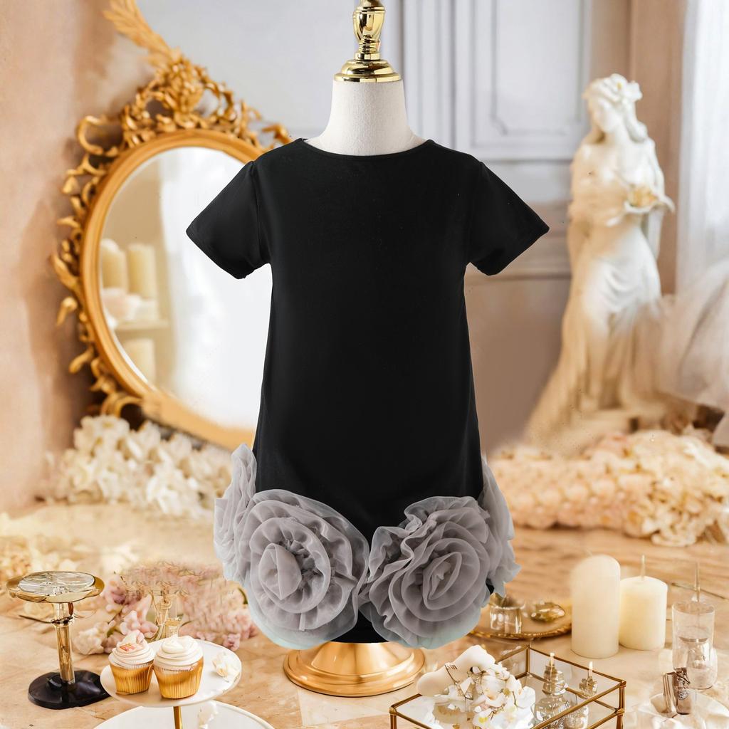 Jenter Stilig T-skjorte med Mesh-panel - Ny Mote Søt Kortarmet Barnetopp