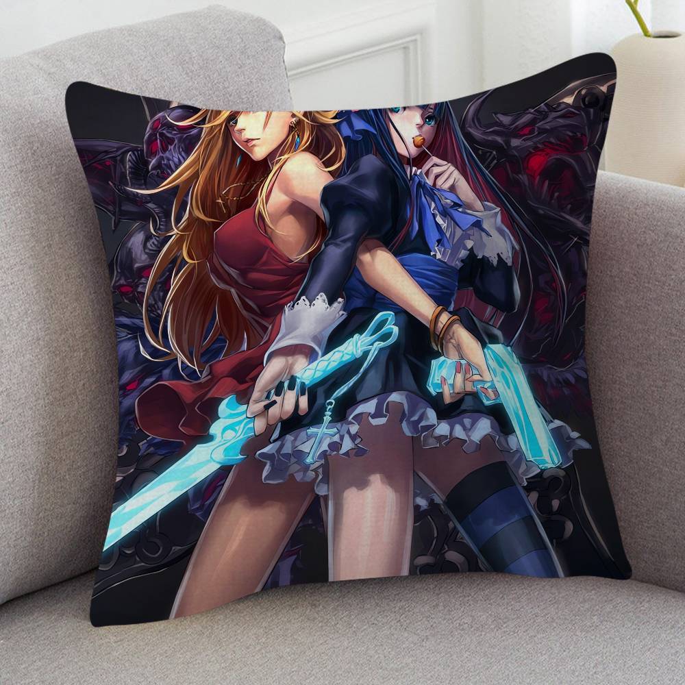Anime Panty And Stocking With Garterbelt Soft Comfortable Pillow Case Cartoon For Sofa Office Retro Decor Protective Cover