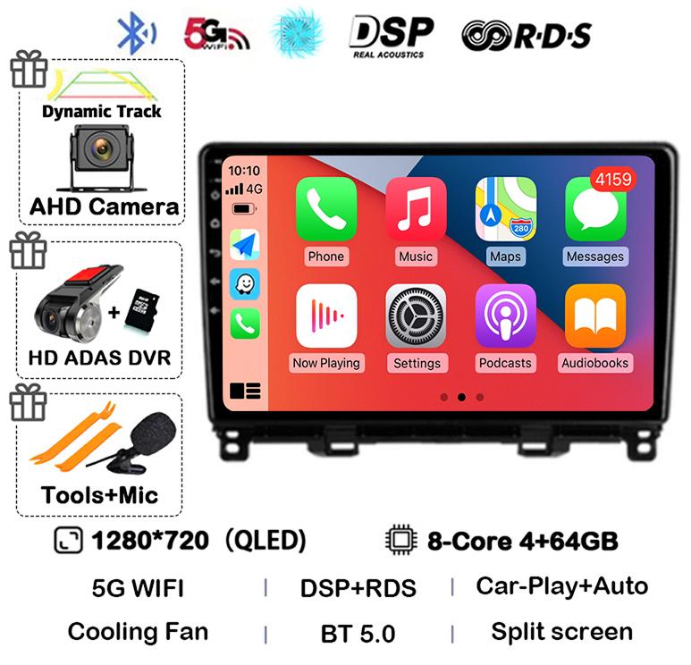 Android 14 Carplay Auto WIFI+4G For Honda Jazz 4 2020 2021 2022 Car Radio Multimedia Player Navigation GPS Stereo Head Unit DSP