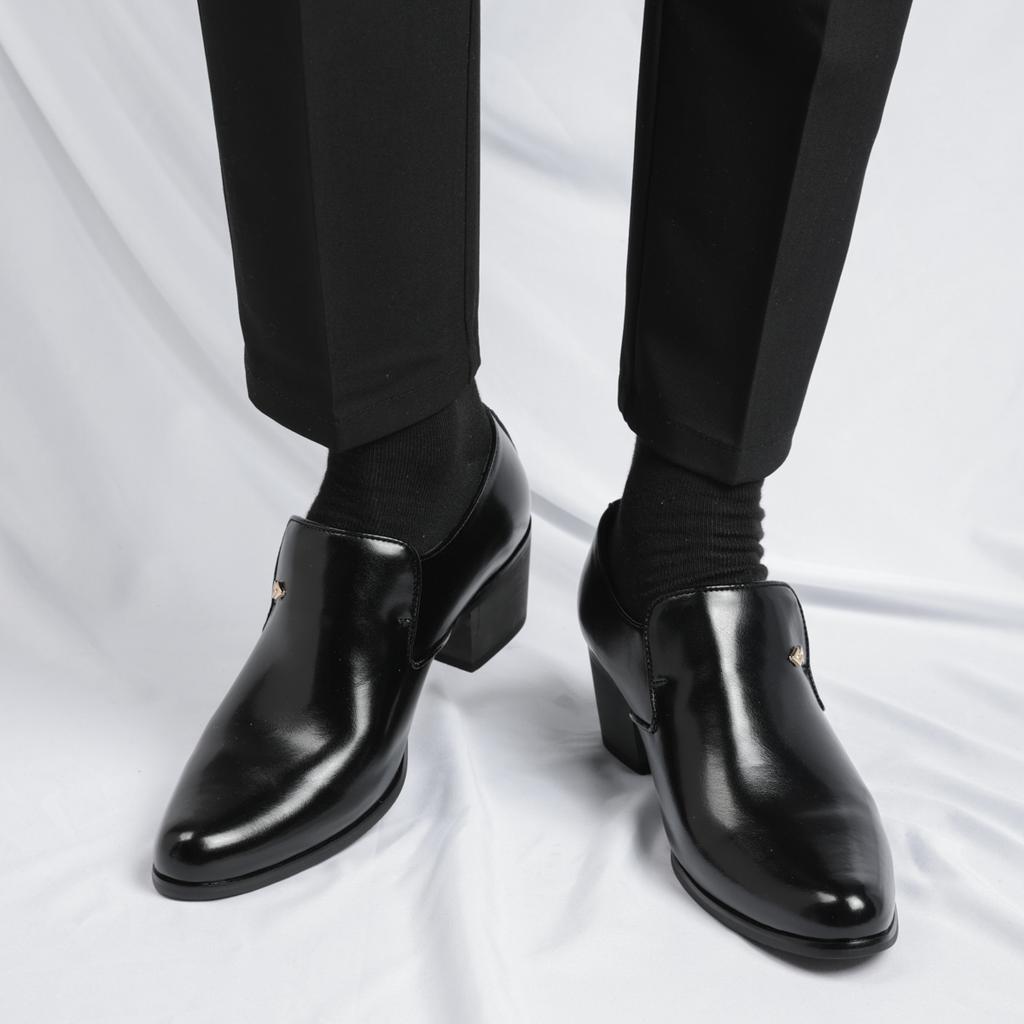 2025 New Dress Leather Shoes Men High Heel Oxford Wedding Shoes Formal Career Male Work Shoes Luxury Brand Men Casual Footwear