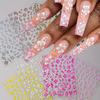 5D Hibiscus Flower Nail Embossed Sticker Lace Flower White Pink Petal Floral Self Adhesive Nail Art Slider DIY Elegant Romantic