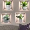 4 st Kreativa Blomgröna Blomkrukor Mönster Självhäftande Väggdekaler Avtagbara Dekaler för Heminredning