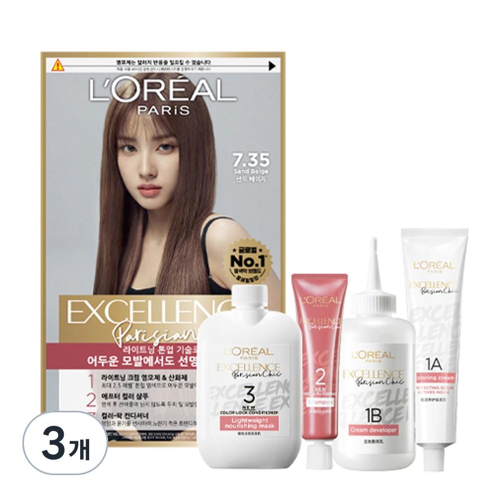 

Краска для волос L Oréal Paris Excellence Parisian Chic, 7.35 Песочно-бежевый, 3 шт.