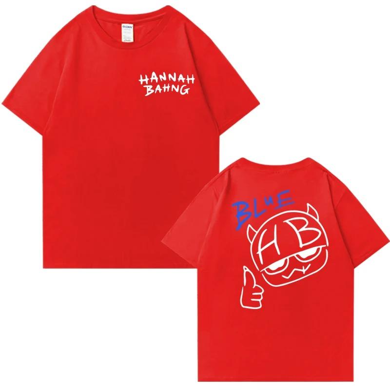 2026 New In Hannah Bahng Blue Double Sided Graphics T Shirt Men Women Harajuku Vintage Tops Unisex Cotton Short Sleeve T-shirts