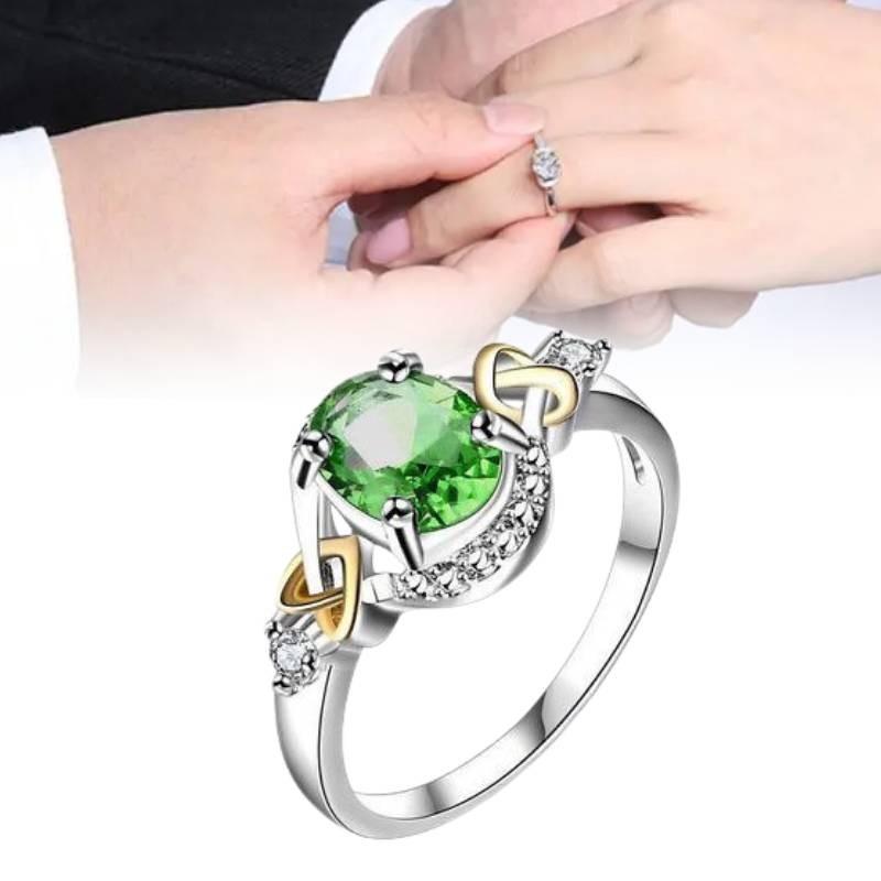 Copper Encrusted Zircon Ellipsoid Ring Hand Jewelry Woman Fashion Simple Gift