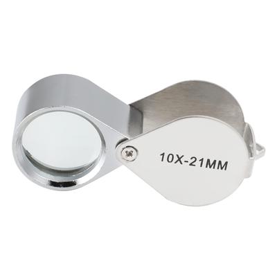 Othmro 10-fache Einzelvergrößerung, Linsendurchmesser 21 mm, Linse 1 Stück, Silber, natürliches Licht, Handlupe, Vergrößerungsglas, leicht, keine Trübung, weniger