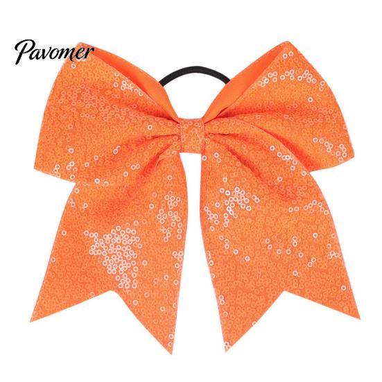 Shiny Hair Bows for Girls Sequins Bows, Elastic Tie, Large Cheerleading Stage Costume Accessories Band Ponytail Holder, Glitter Scrunchies Women Teens