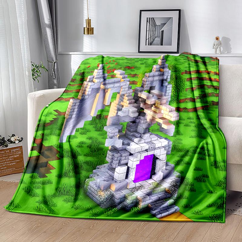 1pc Blanket Minecraft5 Print Design, Lightweight Blanket for Sofa, Bed- Soft &Warm, Gift for All Seasons like Christmas, Halloween