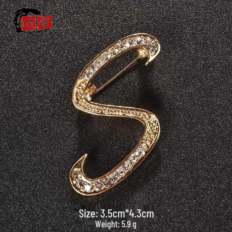 Men's Suit Jacket Brooch: Elegant English Letter Pin for a Stylish Touch