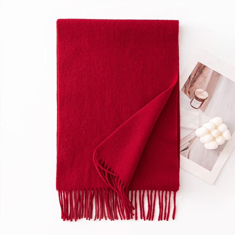 DayApril Women's 100% Wool Solid Color Tassel Scarf