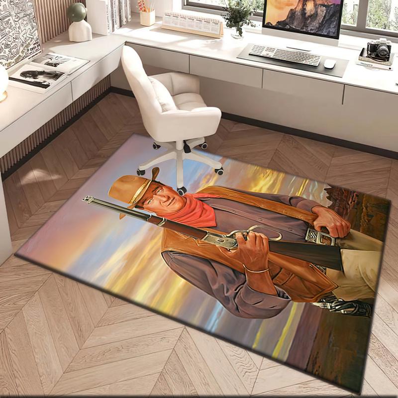 1pc John Wayne with a gun Carpet Rug for Living Room Bedroom Home Sofa Decoration,Kids play Non-slip Floor Mat