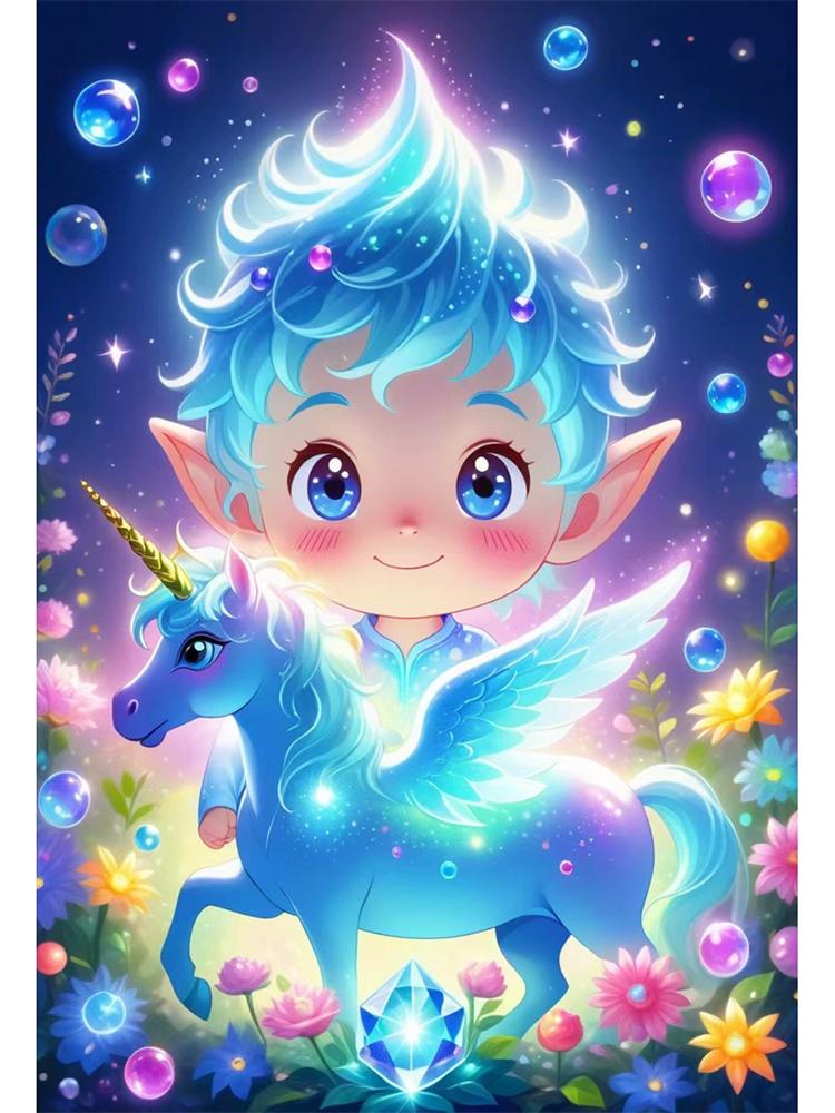 Fantasy Fairy Tale Boy and Unicorn Angel Full Diamond Diy 5D Diamond Painting Embroidery Mosaic Embroidery Home Decoration