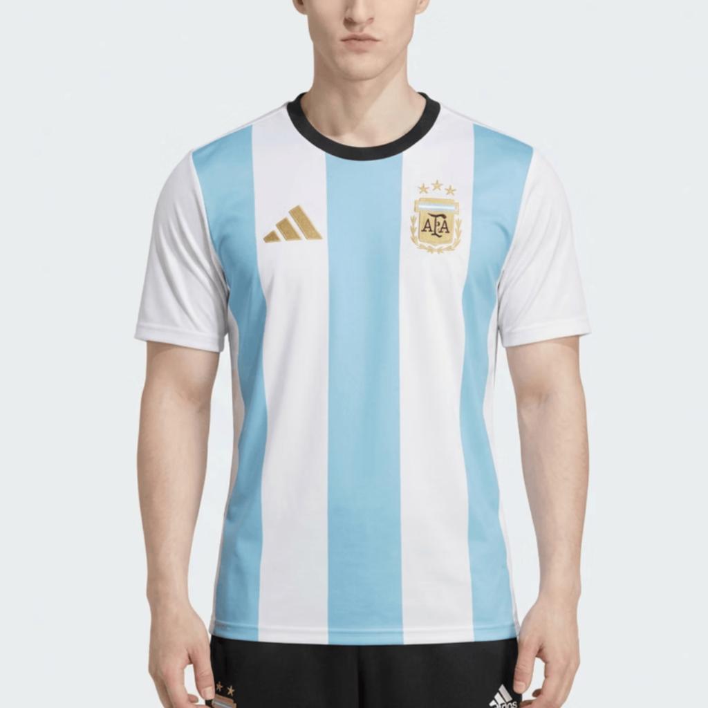 Adidas Afadnajsym Round Neck Striped Star Season World Cup Argentina Team Training Casual Football Shirt Men tops KG0442