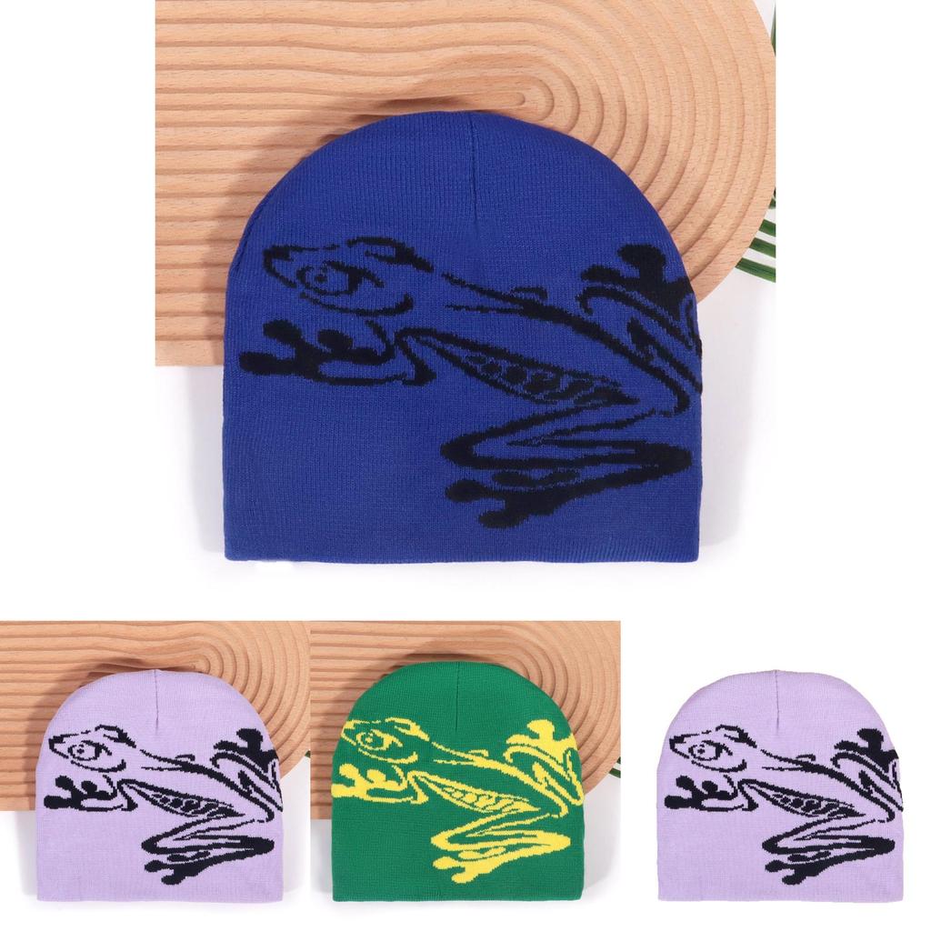 Knitted Frog Pattern Thermal Hat For Women And Men Winter Outdoor Wear