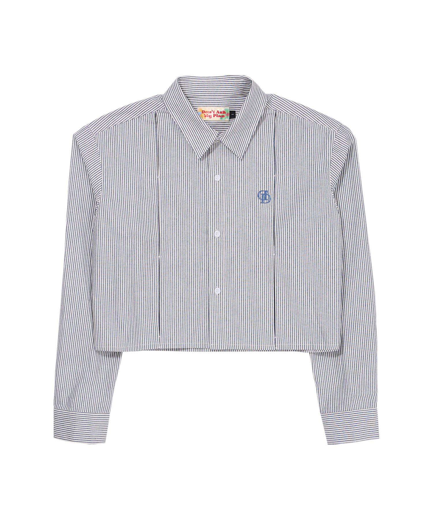 Don T Ask My Plan Striped Crop Shirt_Navy Navy/One Size