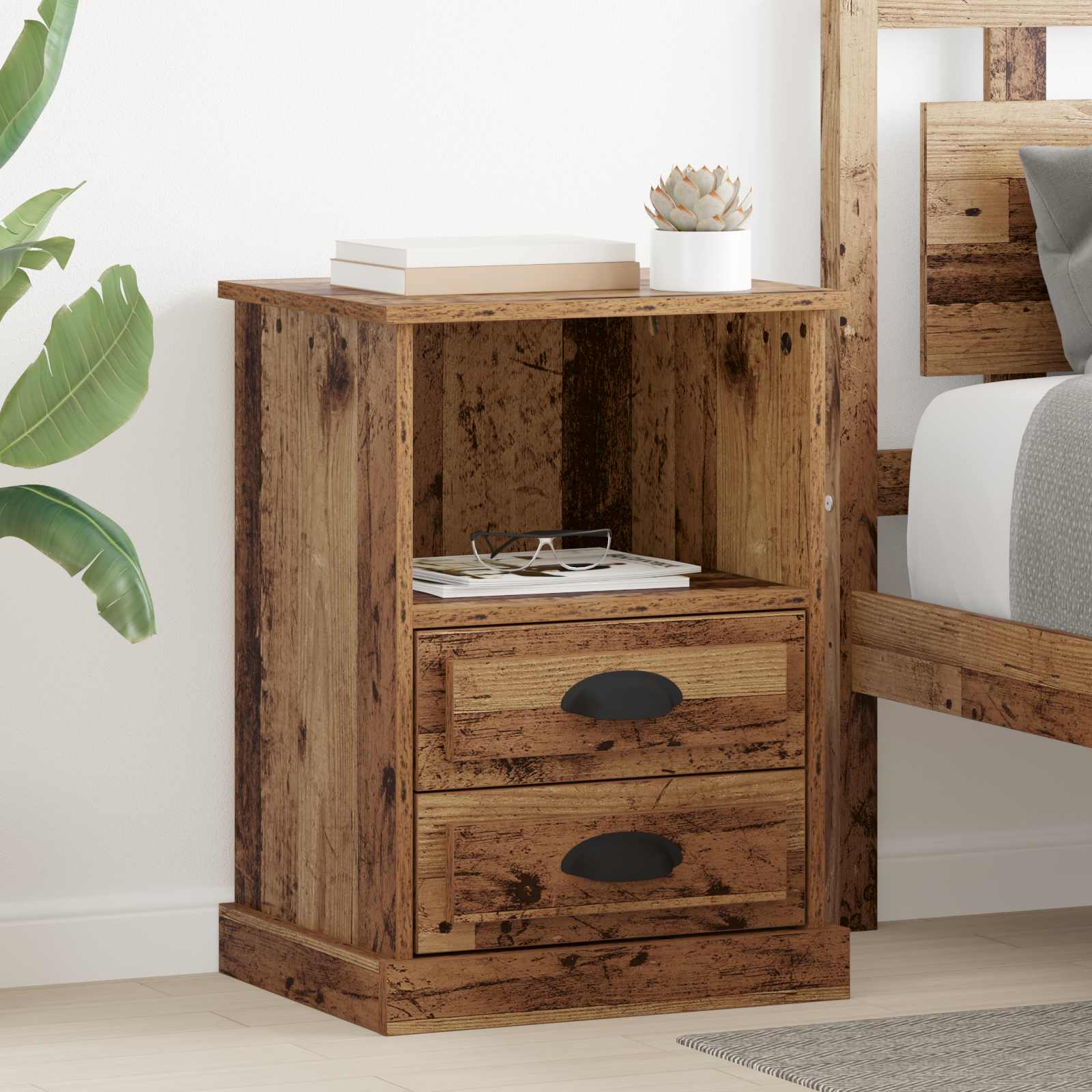vidaXL Nachttisch Altholz 36 x 43 x 60 cm Holzwerkstoff braun
