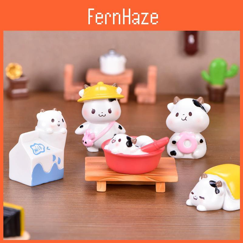 Delightful Cartoon Cow Resin Figurine For Diy Bonsai And Craft Projects