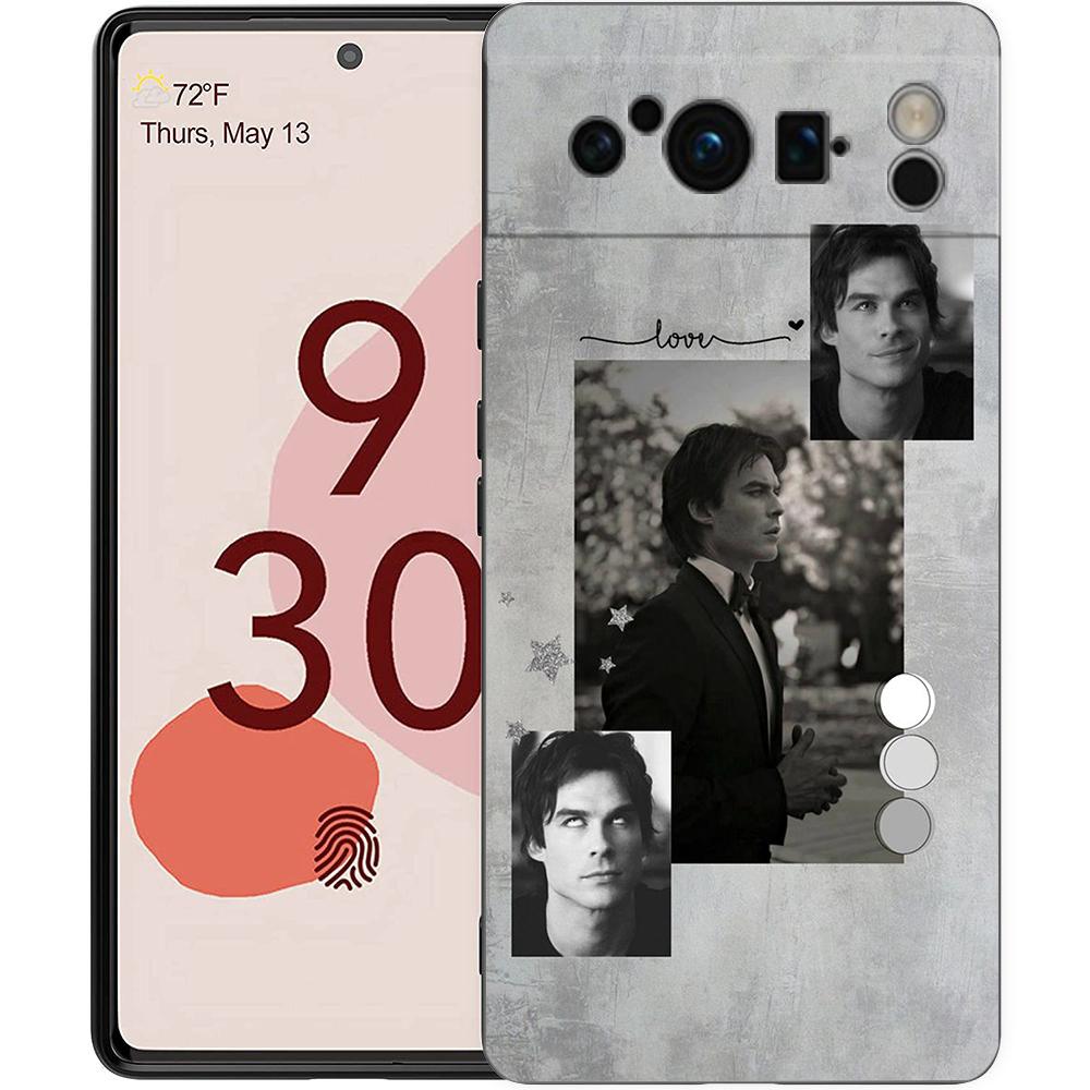 

Phone Case For Google Pixel 6 7 8 9 Pro XL 8A 7A 6A Black Cover Soft Shell The Vampire Diaries Damon Pixel 9 Pro XL