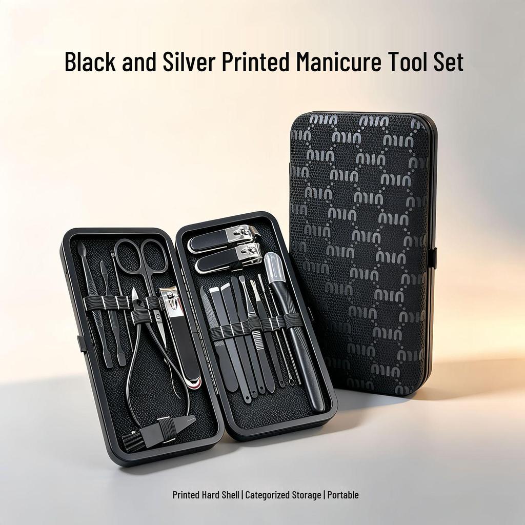24-Piece Stainless Steel Nail Clipper and Manicure Set in Black and Red