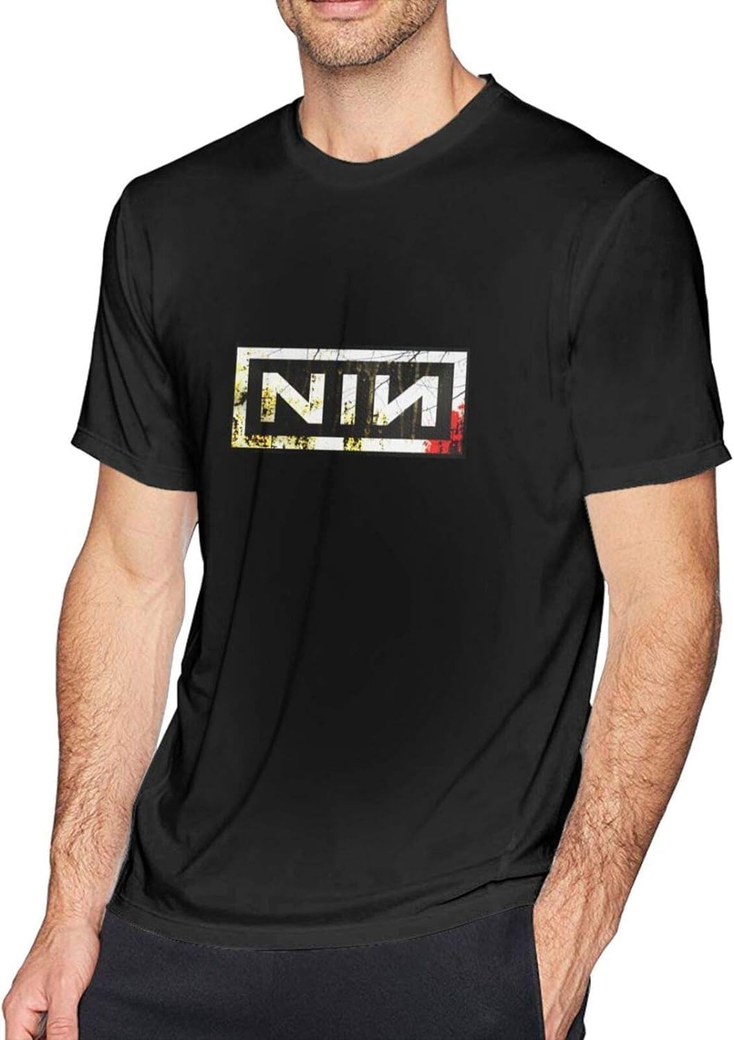 Nin Logo Herren Tops Kurzarm T Shirt Outdoor Sport Casual Cotton Tee M чёрный