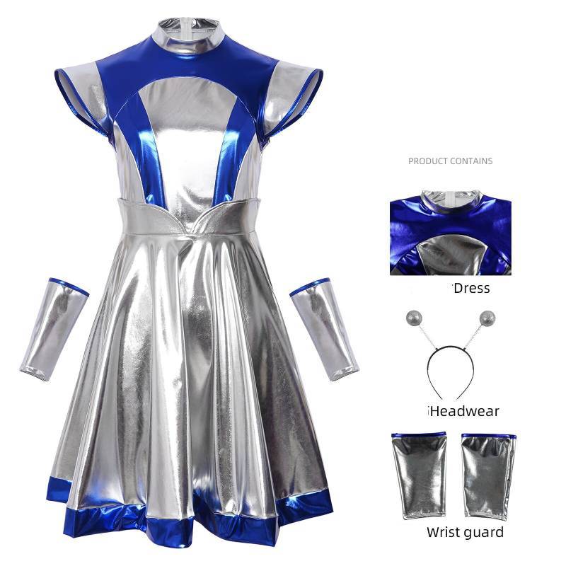 Ai Robot Purple Cosplay Attire With Fantasy Style For Stage Performances S синий
