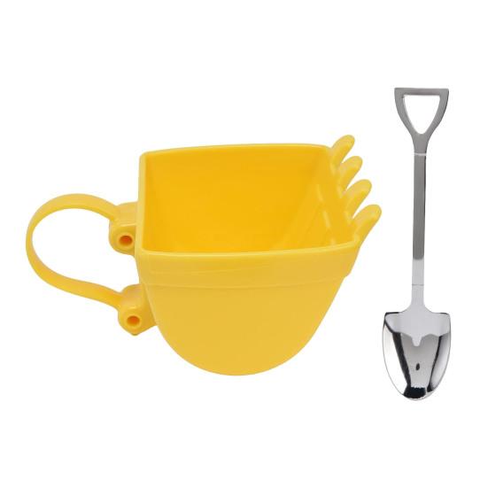 330ML Hrnček ve tvaru lžíce bagru, pohár na zmrzlinu s lopatkou z měděné slitiny, hrnek na kávu, šálek na čaj, nádoba na mléko, džus pro použití v kuchyni