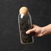 Transparent Borosilicate Glass Jar with Cork Stopper for Tea, Coffee, and Cereal Storage