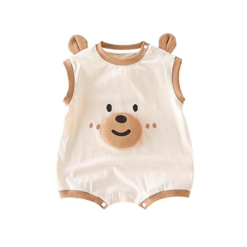 Cartoon Bear Sleeveless Baby Romper for Boys and Girls