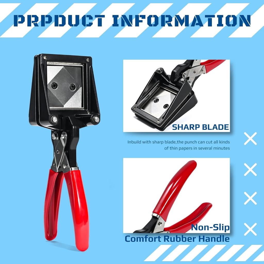 2” x 2” Passport Die Cutter Punch, Handheld Paper Photo Picture Cutter, Metal Passport Cutter, ID Die Cutter, Hardened Steel Dies, Business Cards