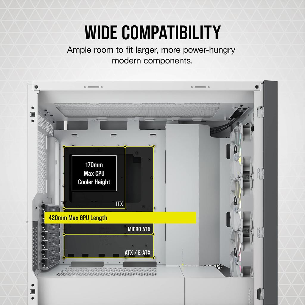 CORSAIR iCUE 5000X RGB ATX White Mid-Tower Case, CC-9011213-WW