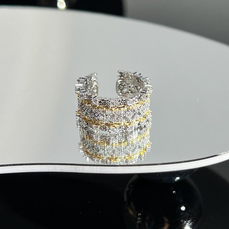 Collection retro Italian court style brushed hollow lace open ring women's fashion niche versatile ring