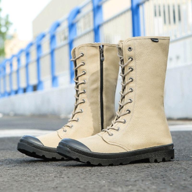 Men's High Top Boots Fashion Casual Canvas Boots Outdoor Non-slip Hiking Boots for Men Lace Up Casual Ankle Boot Botas Masculina