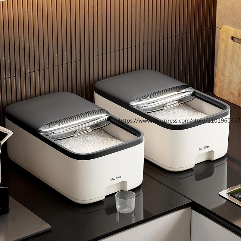 Premium Lebensmittelqualität Schiebedeckel Reisbehälter Luftdichter Aufbewahrungsbehälter Insektensicher Feuchtigkeitsdicht Organizer für Getreide Mehl